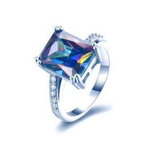 Mystic Topaz Emerald Cut Cocktail Ring